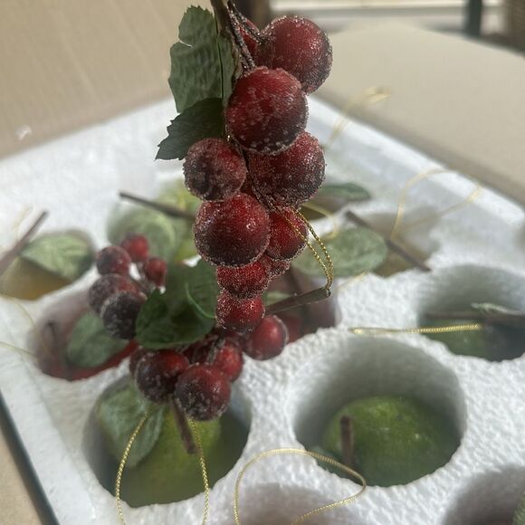 Decorative Glazed Beaded Fruit Tree Ornaments 21 total - Picture 7 of 7